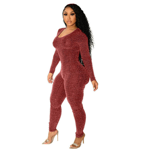 Stylish Plus Size Women's Skinny Knit Jumpsuits