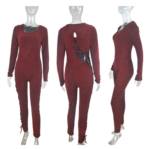 Stylish Plus Size Women's Skinny Knit Jumpsuits