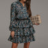 Stylish Simple Women's Long Sleeve V Neck Printed Dresses