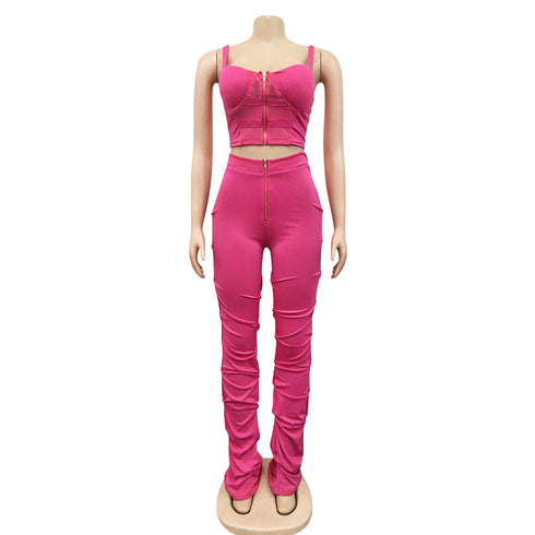 Stylish Women's Backless Spaghetti Strap Two Piece Outfits