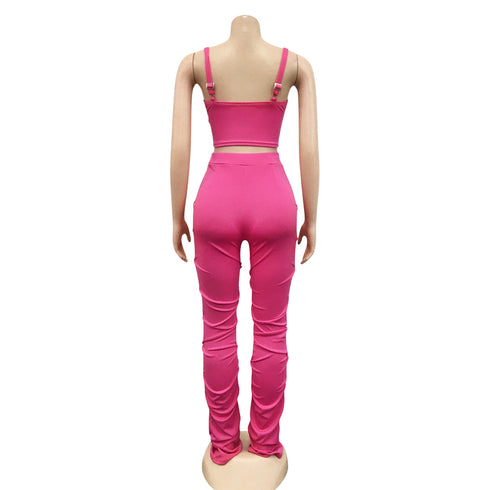 Stylish Women's Backless Spaghetti Strap Two Piece Outfits