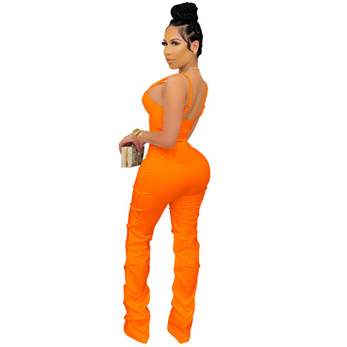 Stylish Women's Backless Spaghetti Strap Two Piece Outfits