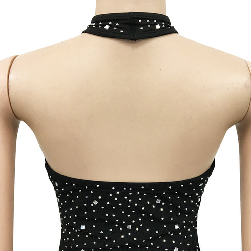 Stylish Women's Crop Sequins Backless Slit Maxi Dresses