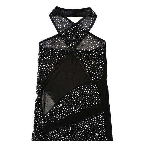 Stylish Women's Crop Sequins Backless Slit Maxi Dresses