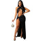 Stylish Women's Crop Sequins Backless Slit Maxi Dresses