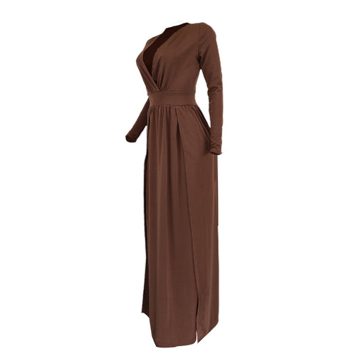 Stylish Women's Deep V-neck Style Slit Evening Dress