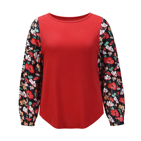 Stylish Women's Floral Patchwork Long Sleeved Sweatshirt