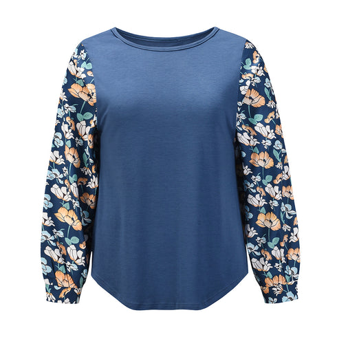 Stylish Women's Floral Patchwork Long Sleeved Sweatshirt