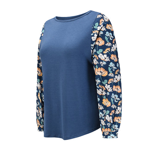 Stylish Women's Floral Patchwork Long Sleeved Sweatshirt
