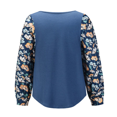Stylish Women's Floral Patchwork Long Sleeved Sweatshirt