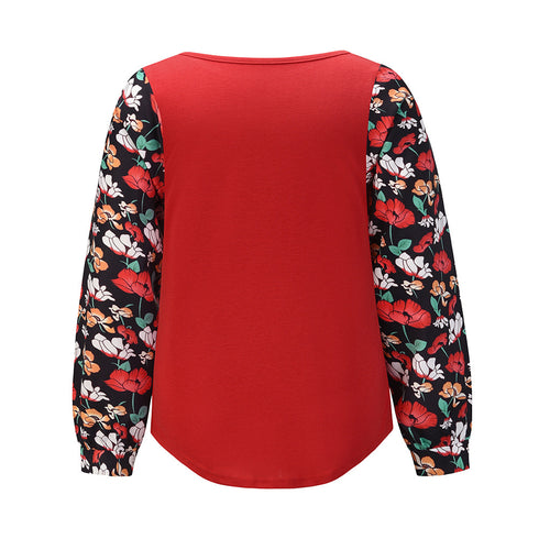 Stylish Women's Floral Patchwork Long Sleeved Sweatshirt