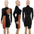 Stylish Women's Patchwork Imitation Leather Bodycon Dresses