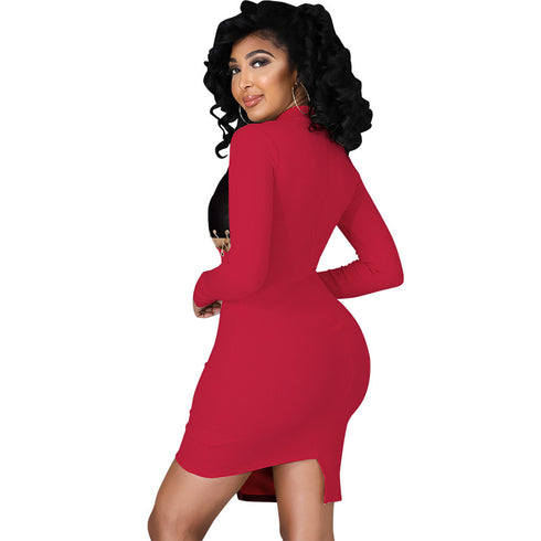 Stylish Women's Patchwork Imitation Leather Bodycon Dresses