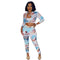 Stylish Women's Print Crop Tops Two Piece Outfits