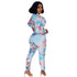 Stylish Women's Print Crop Tops Two Piece Outfits
