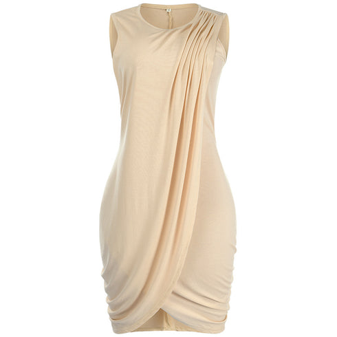 Stylish Women's Round Collar Hip Wrap Bodycon Dresses