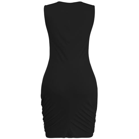 Stylish Women's Round Collar Hip Wrap Bodycon Dresses
