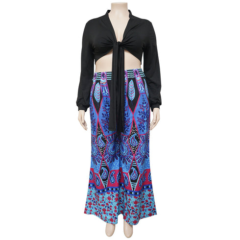 Stylish Women's Two Piece Outfits Fashionable Tops Long Skirts