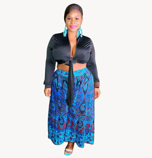 Stylish Women's Two Piece Outfits Fashionable Tops Long Skirts