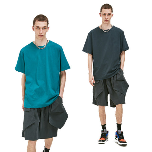 Thicken Plain T-Shirt Basic Short Sleeve Unisex Tops