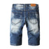 Summer Fit Embroidery Mid Waisted Men's Denim Shorts
