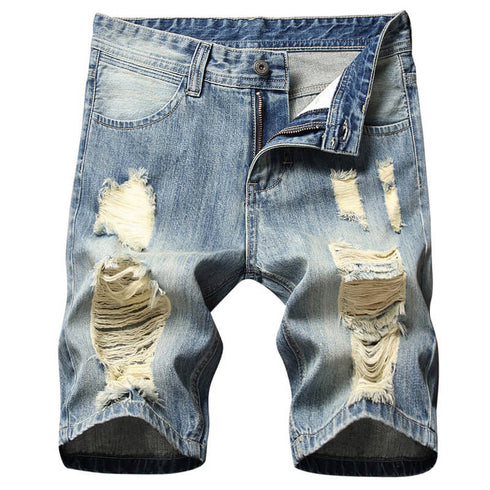 Summer Fit Mid Waisted Distressed Jean Shorts For Men