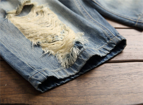 Summer Fit Mid Waisted Distressed Jean Shorts For Men