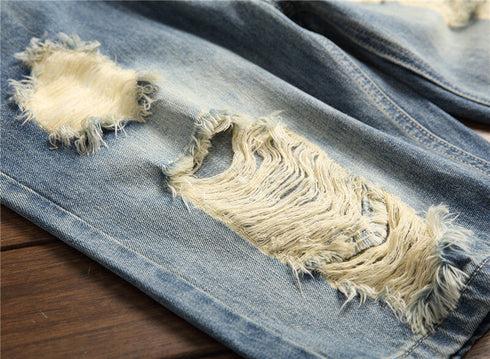 Summer Fit Mid Waisted Distressed Jean Shorts For Men