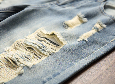 Summer Fit Mid Waisted Distressed Jean Shorts For Men