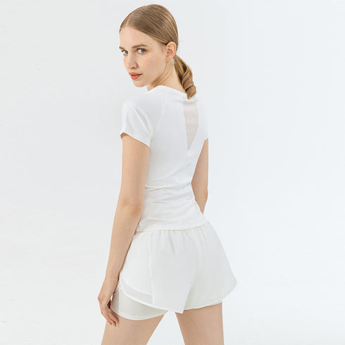 Summer Women's Athletic Quick Dry Fitness Round Neck T-Shirt