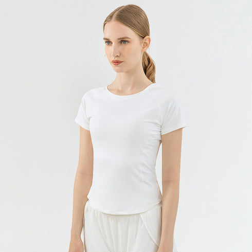 Summer Women's Athletic Quick Dry Fitness Round Neck T-Shirt
