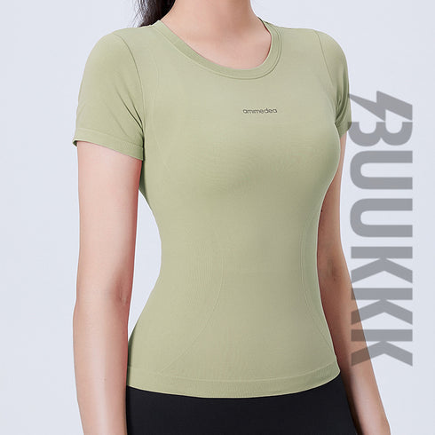 Summer Women's Athletic Skinny Stretchy Yoga T-Shirt