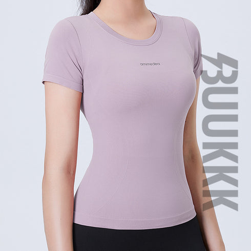 Summer Women's Athletic Skinny Stretchy Yoga T-Shirt