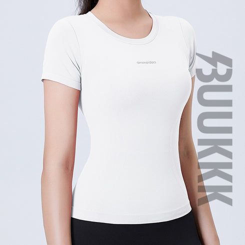 Summer Women's Athletic Skinny Stretchy Yoga T-Shirt