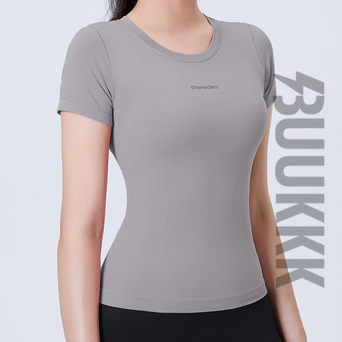 Summer Women's Athletic Skinny Stretchy Yoga T-Shirt