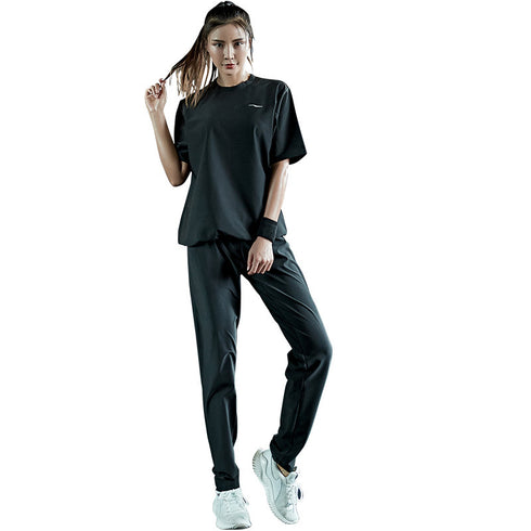 Summer Women's Running Hot Sweat T-shirt Pants Sauna Suits