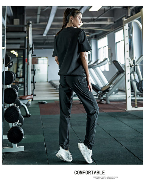 Summer Women's Running Hot Sweat T-shirt Pants Sauna Suits