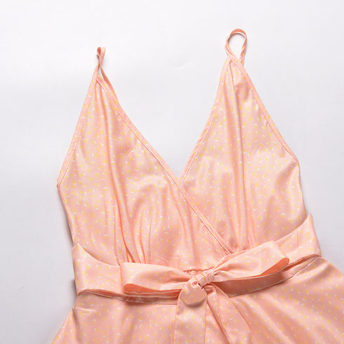 Summer Women's Wrap Hip V Neck Sleeveless Romper