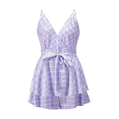 Summer Women's Wrap Hip V Neck Sleeveless Romper