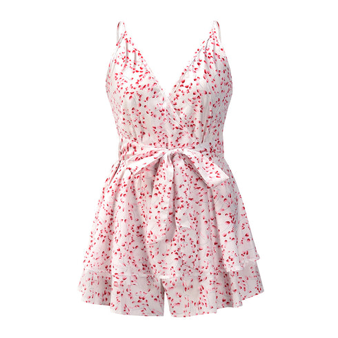 Summer Women's Wrap Hip V Neck Sleeveless Romper