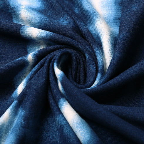 Tie-dye Stripes Round Collar Top Pullover T-shirt Women's Tops