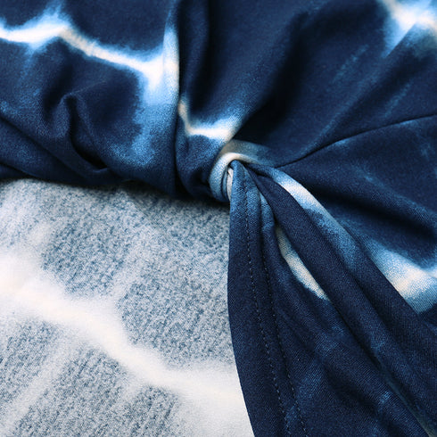 Tie-dye Stripes Round Collar Top Pullover T-shirt Women's Tops