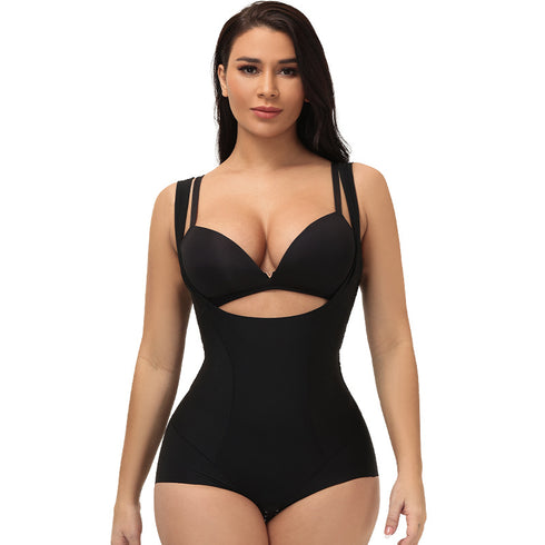 Traceless Stretchy Women's Tummy Control Open Bust Bodysuit