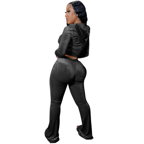 Two Piece Outfits for Women Velour Tracksuits Set