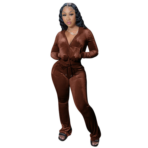Two Piece Outfits for Women Velour Tracksuits Set
