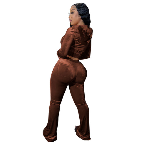 Two Piece Outfits for Women Velour Tracksuits Set