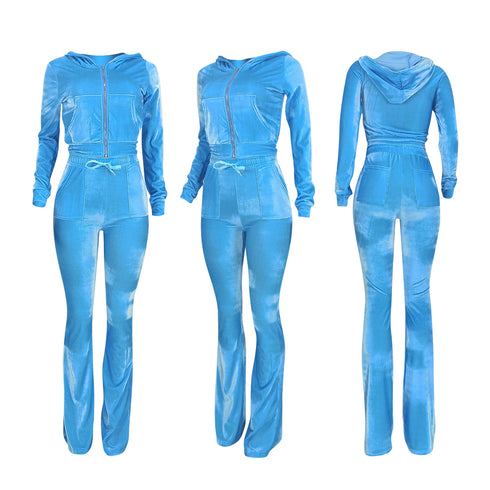 Two Piece Outfits for Women Velour Tracksuits Set