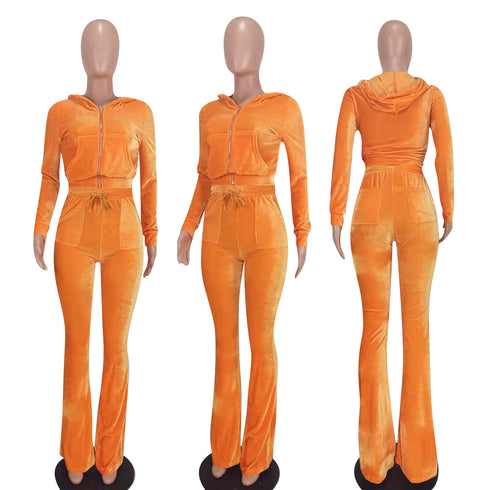Two Piece Outfits for Women Velour Tracksuits Set