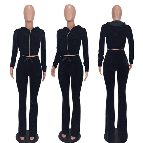 Two Piece Outfits for Women Velour Tracksuits Set