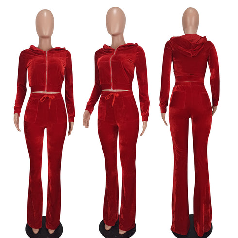 Two Piece Outfits for Women Velour Tracksuits Set